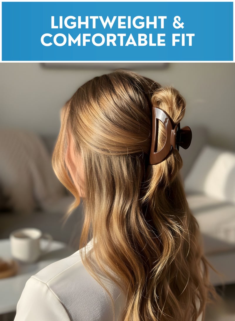 Hair Accessories Set for Women – 8PCS Combo (4 Hair Claw Clips + 4 Headbands), Strong Grip Plastic Hair Clips for Thick & Thin Hair, Daily Use Neutral Color Hair Bands - Image 3